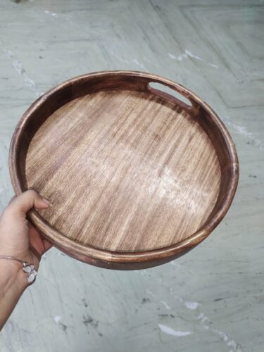 Mango Wood Handcrafted Round Serving Tray photo review