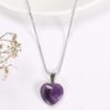 Natural Amethyst Heart Shaped Pendant Healing Crystal Gemstone Heart Pendant for Women & Men Stone Charms for Jewellery (Without Chain)