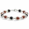 Silver Plated Rudraksha Karungali Bracelet Ebony Beads for Men Boys