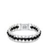 Silver Plated Karungali Bracelet Ebony Wood Beads Unisex Spiritual Bracelet