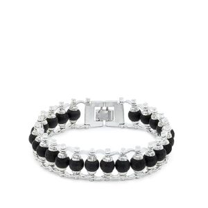 Silver Plated Karungali Bracelet Ebony Wood Beads Unisex Spiritual Bracelet