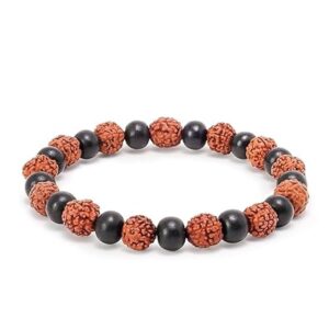 Natural Rudraksha Karungali Bracelet with Ebony Beads for Men Women