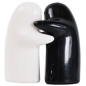 Cute Ghost Salt & Pepper Shaker Set – Black & White Ceramic Ghost Couple