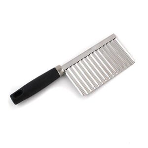 Crinkle Cutter Knife Stainless Steel Wavy Chopper Slicer Potato French Fry Slicer Knife for Fruits & Vegetables Kitchen