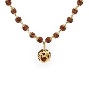 Gold Plated 5 Mukhi Rudraksha Pendant with Om Pendant