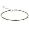 Natural Raw Pyrite Anklet for Women & Girls | Stone Payal for Money Luck, Wealth & Prosperity | Crystal Healing Adjustable Anklet | 2mm Beads | Best Gift Items | Handmade Spiritual Jewelry