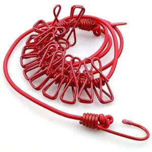 Cloth Drying Rope with Hooks, Elastic Hanging Rope for Travel, Home, and Outdoor Drying
