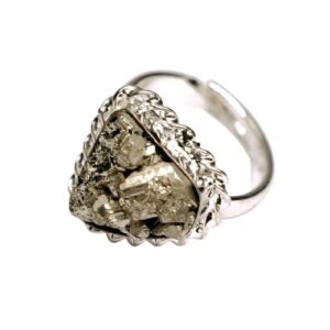 Natural Adjustable Raw Pyrite Ring, Uncut Pyrite Crystal Stone Ring, for Womens and Mens, Handmade Statement Jewelry, Spiritual Healing Ring, Prosperity & Positive Energy Gemstone, Unique Crystal Perfect For Gifting