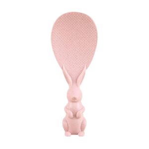 Rabbit Handle Rice Paddle Spoon, Plastic Heat Resistant Non Stick Standing Rice Serving Spoon Scooper Spatula for Kitchen, Bunny Design Spoon