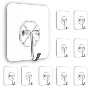 10 Pcs Flower Adhesive Wall Hooks, Waterproof Multi-Purpose Heavy Duty Hooks for Hanging Coats, Keys, and Heavy Items