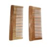 Kacchi Neem Wood Shampoo Comb – Handmade Dual Tooth Wooden Comb, Oil Treated for Smooth Detangling & Frizz Control