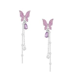 Stylish Purple Butterfly Drop Earrings for Women – Elegant Party Wear Jewelry Alloy Drops & Danglers