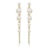 Stylish Pearl Drop Earrings – Elegant Long Chain Design for Women Stainless Steel Drops & Danglers