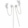 Korean Style Silver Crystal Flower Chain Cuff Earrings – Trendy Stylish Look Alloy Drops & Danglers, Cuff Earring