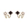 Modern Star & Black Clover Crystal Earrings – Lightweight Design Alloy Stud Earring