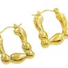 Bold Gold Plated Sculptural High Polish Hoop Earrings for Women Stainless Steel Hoop Earring