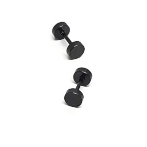 Classic Black Stainless Steel Dumbbell Barbell Stud Earrings for Men Boys Stainless Steel Stud Earring