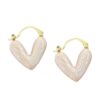 Anti Tarnish Korean Heart Pearl Effect Enamel Dangle Hypoallergenic for women Stainless Steel Hoop Earring