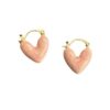 Trending Peach Korean Hoop Earring With White Pearl Effect Stainless Steel Hoop Earring