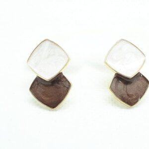 Trending Korean White & Purple Square Stud Earring for Women & Girls Alloy Stud Earring