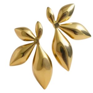 Textured Petals Half Flower Design Earrings For Women – Floral Statement Jewelry Stainless Steel Stud Earring