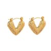 Trending Anti Tarnish Textured Heart Hoop Earrings for Women & Girls Stainless Steel Hoop Earring