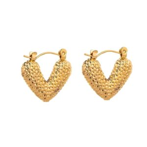 Trending Anti Tarnish Textured Heart Hoop Earrings for Women & Girls Stainless Steel Hoop Earring