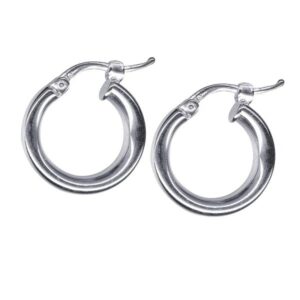Trendy Silver Finish Hoop Earrings for Women Sleek Lightweight Fashion Hoops Stainless Steel Hoop Earring