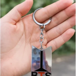 Stylish BTS Logo Keychain with Metallic Finish – Perfect for Fans & Collectors Key Chain
