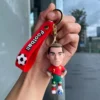 Portugal Football Keychain Ronaldo Jersey 7 Figurine with Strap and Soccer Ball Key Chain