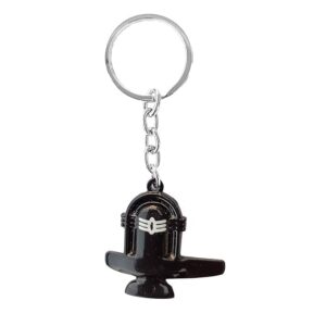 Spiritual Shivling Keychain – Durable Black Mini Charm with Silver Accent Design Key Chain