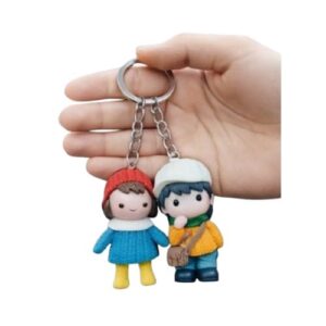 Cute Winter Kids Keychains on Cozy Backpack – Playful Cartoon Style Accessory Key Chain