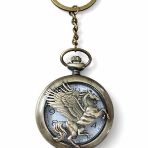 Vintage Pegasus Pocket Watch Keychain – Mythical Winged Horse Design for Style Key Chain