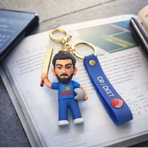 3D Virat Kohli Figurine Rubber Keychain For Cricket Fans Best For Cricket Lover Key Chain