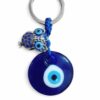 Blue Evil Eye Nazar Keychain with Decorative Owl – Lucky Charm Accessory Key Chain
