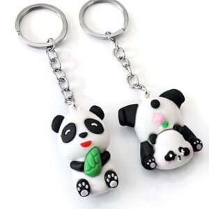 Panda Keychain 1 Pair Cute Animal Doll Keyring Kawaii Bag Charm Gift Set Key Chain