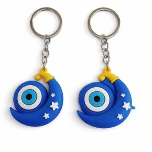 Cute Blue Evil Eye Moon Keychain Charm for Bags Keys 1 Pair Key Chain