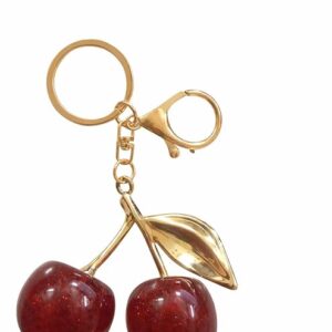 Cute Red Cherry Fruit Keychain Kawaii Bag Charm for Keys Gifts Key Chain