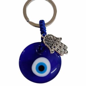 Evil Eye Keychain Nazar Battu Blue Hamsa Hand Lucky Charm Bag Keyring Key Chain