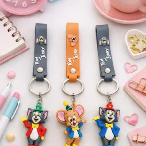 Tom and Jerry Cartoon Character Rubber Keychain Cute Strap Keyring(3 PC) Key Chain