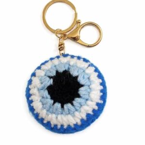 Cute Blue Evil Eye Crochet Keychain Charm for Bags Keys Key Chain