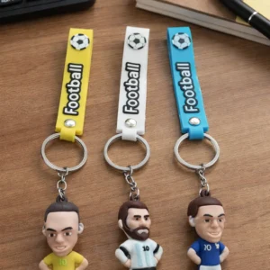 Football Player Rubber Keychain Set Cartoon Sports Fan Key Ring Gift Set Key Chain