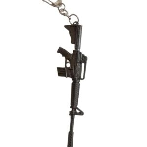 Stylish Black Rifle Design Metal Keychain with Hook Durable Key Holder Key Chain