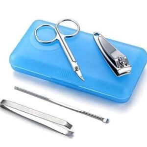 4 Pcs Manicure & Pedicure Set | Complete Stainless Steel Nail Clippers, Scissors & Grooming Kit for Men & Women