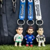 Football Player Rubber Keychain Set with Strap Stylish Keyring for Fans Key Chain