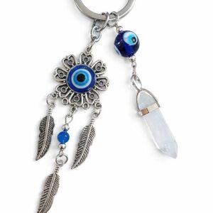 Evil Eye Keychain – Protective Blue Nazar Charm, Good Luck Keyring, Spiritual Talisman for Keys, Bags, Backpacks, Car