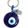 Evil Eye Nazar Battu Keychain with Hamsa Hand Lucky Protection Blue Charm Key Chain