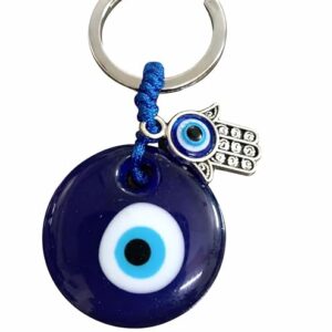 Evil Eye Nazar Battu Keychain with Hamsa Hand Lucky Protection Blue Charm Key Chain