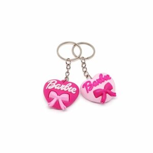 Barbie Heart Keychain Set – Cute Rubber Charms for Girls, Bags & Gifts Key Chain