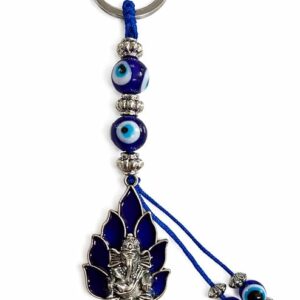 Evil Eye Ganpati Keychain Blue Nazar Suraksha Lucky Charm Keyring Gift Key Chain